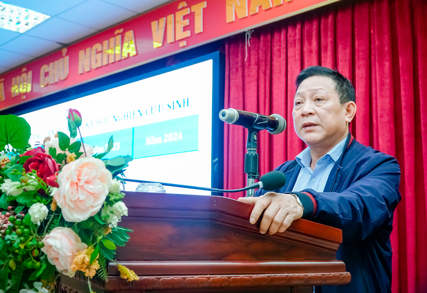 PGS.TS Nguyễn Quốc Tiến - Bí thư Đảng ủy, Chủ tịch Hội đồng trường phát biểu chỉ đạo Hội nghị